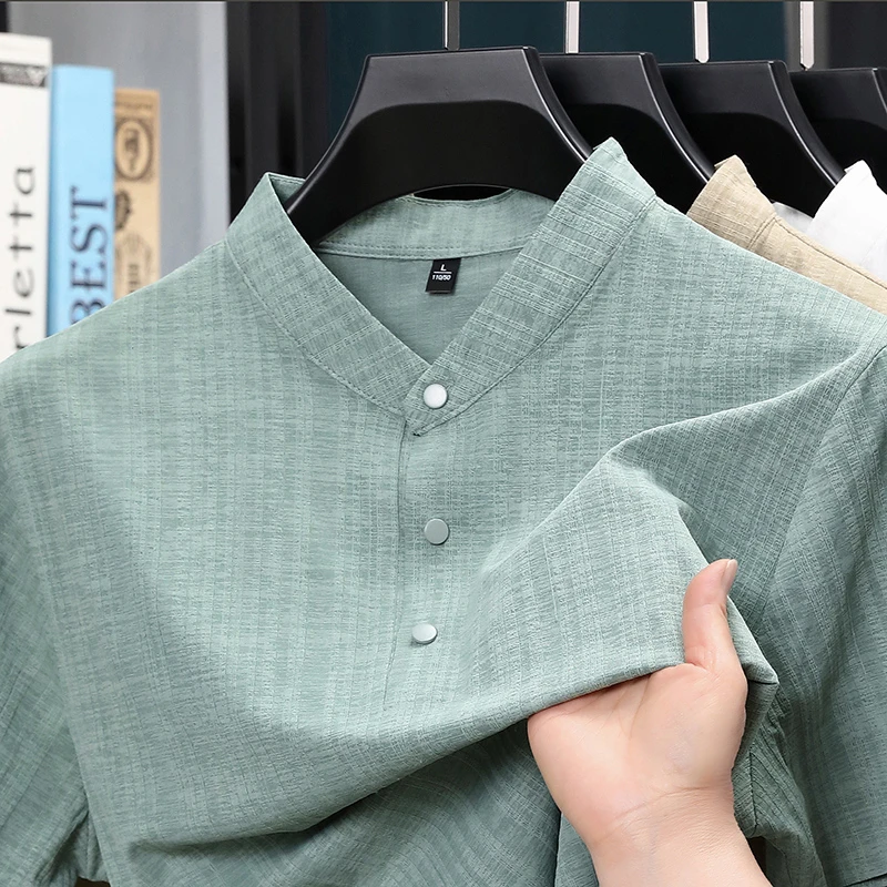 Home Textile - Camisa Masculina de Verão com Gola