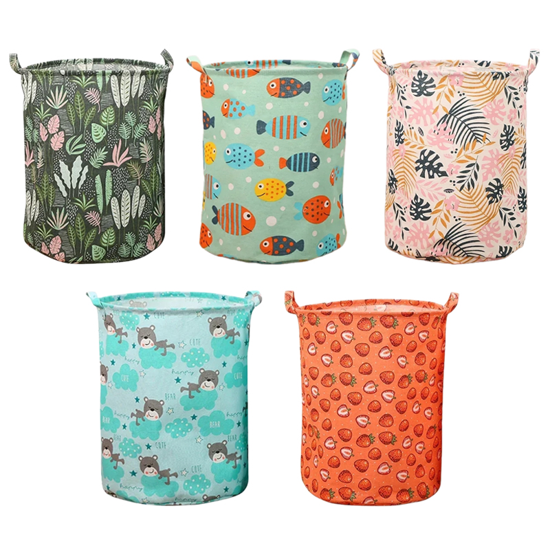 Linum Home Textiles - Cesto de lavanderia estampado de linho
