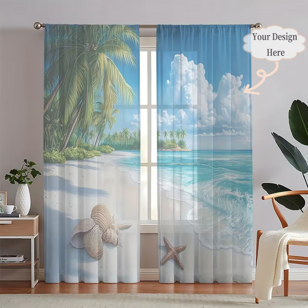 Home Textile - Cortinas Transparentes Planas 2D Personalizadas (2