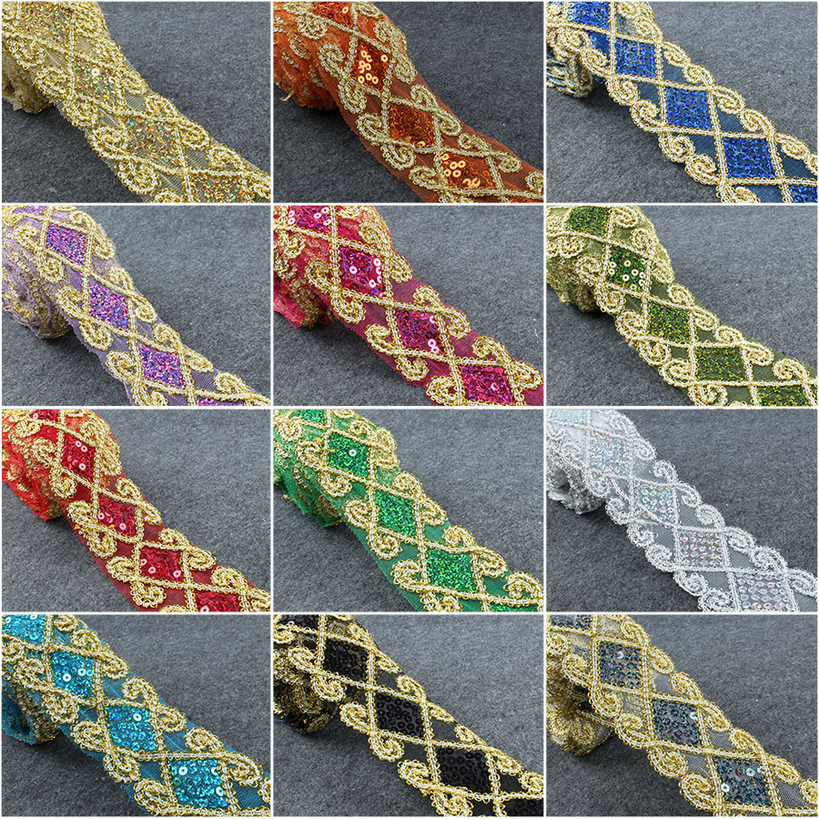 Home Textiles Paris - Tecido de renda diamante lantejoula para