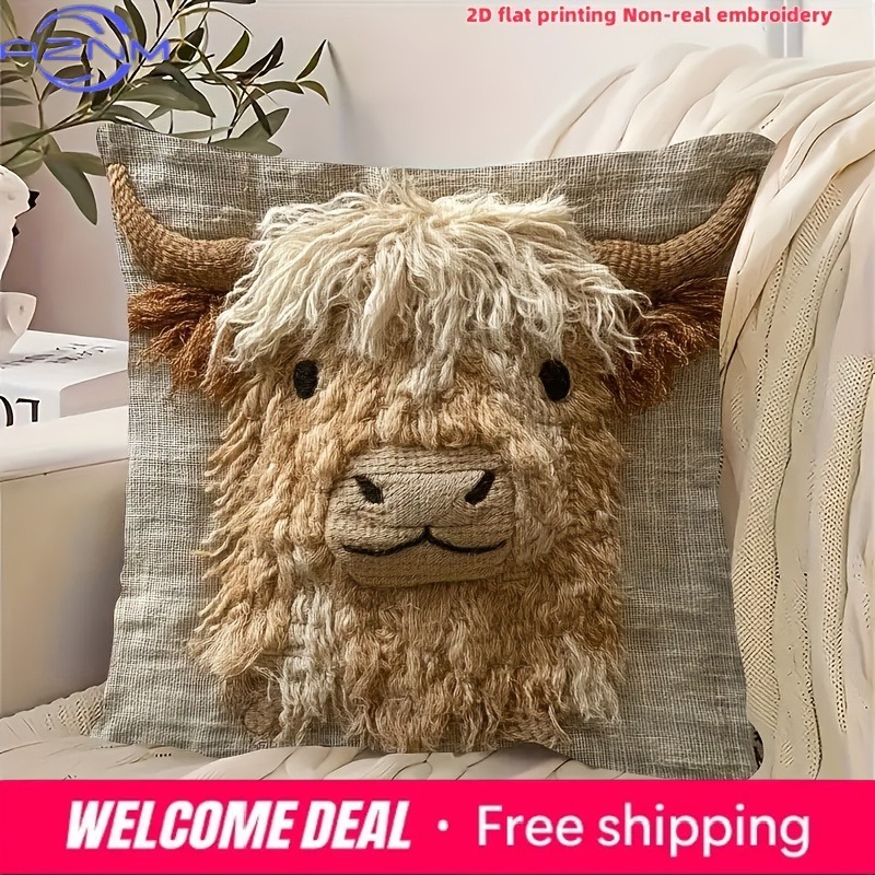 Highland Home Textiles - Capa de almofada com estampa plana