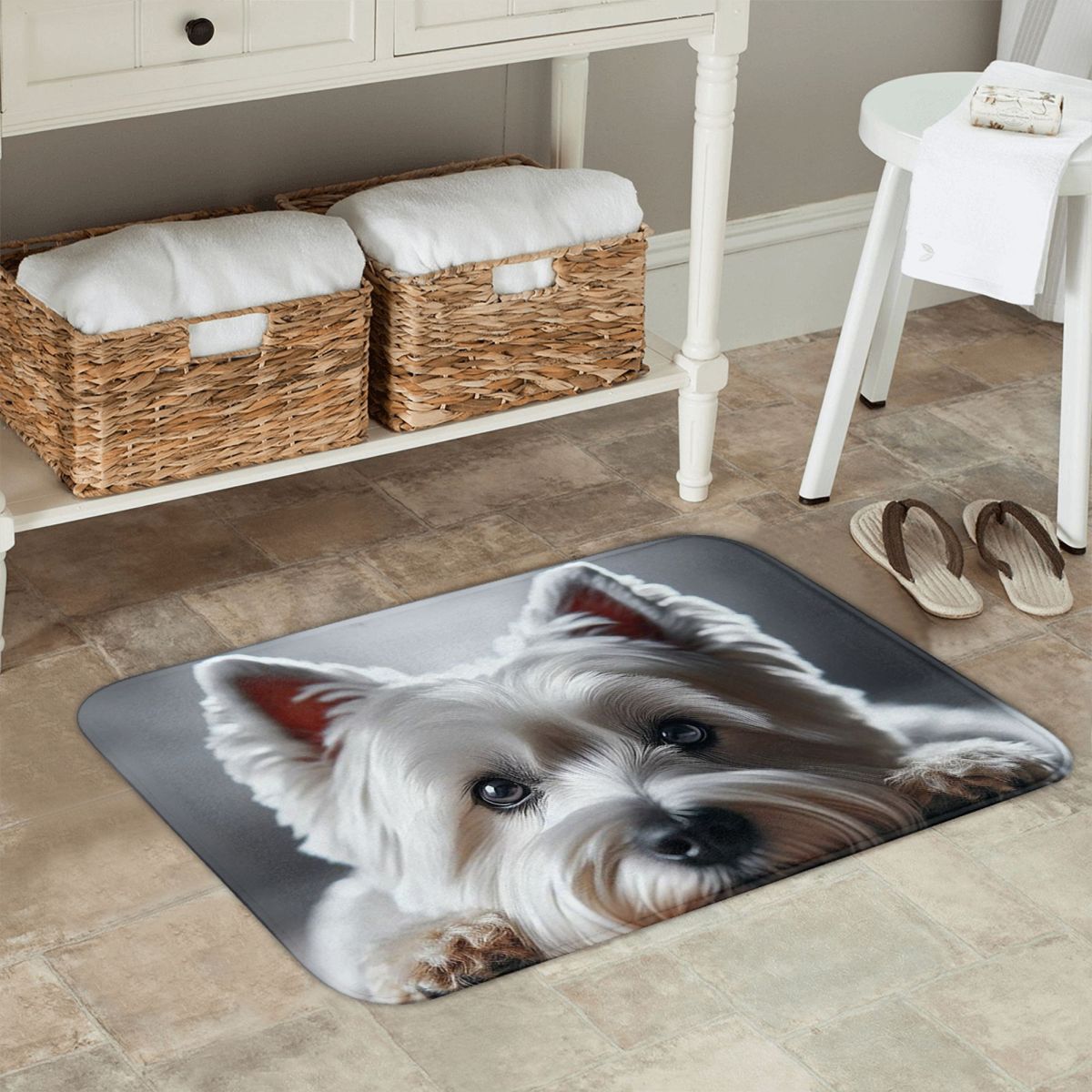 Tapete 3D Impresso de Cão West - Highland Home Textiles avaliação e preço