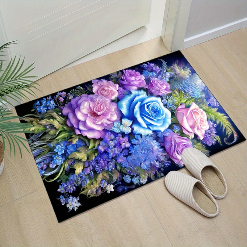 Tapete floral com rosas azuis  - Home Textiles And Furnishing avaliação e preço
