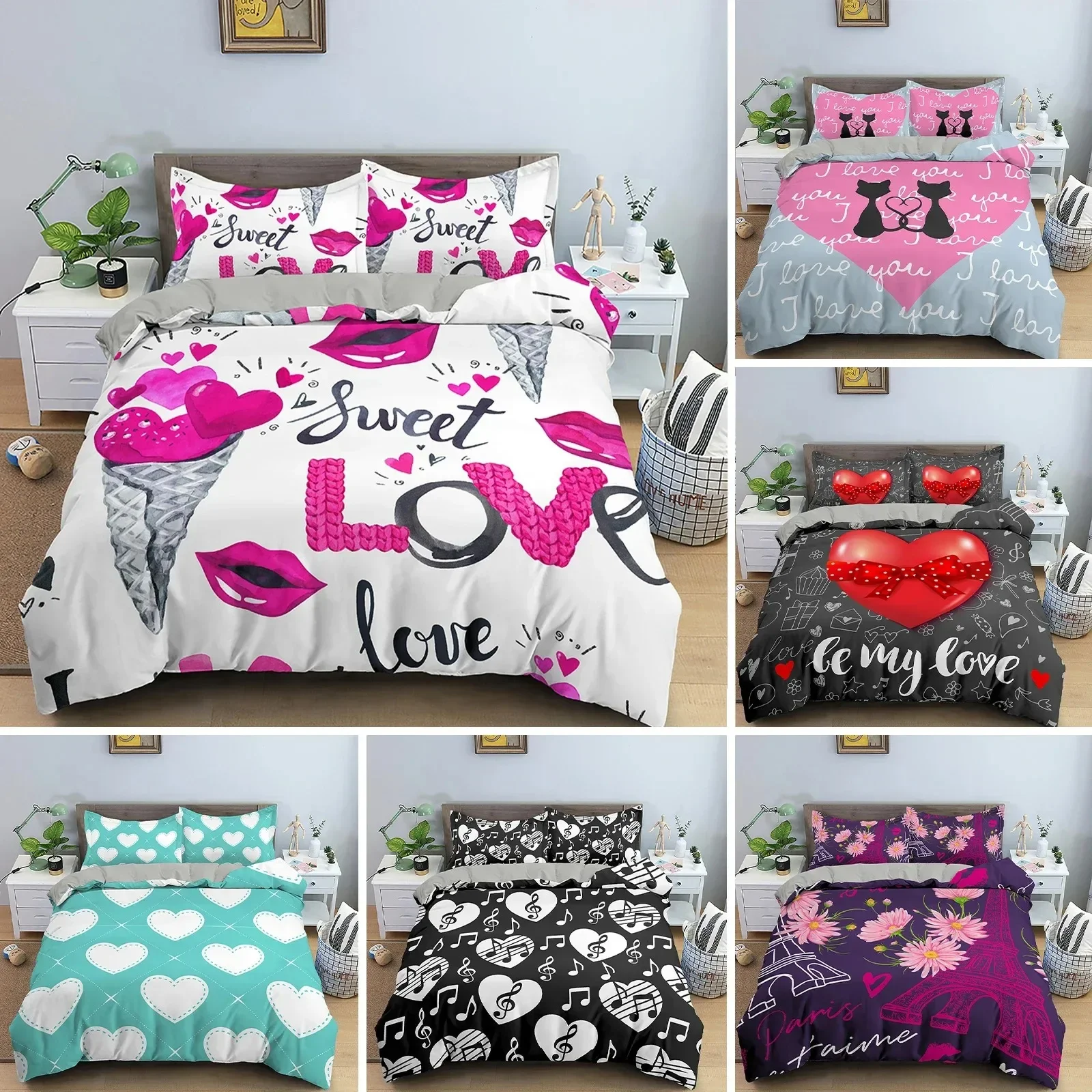 Conjunto de Cama 3D Coração de - Home Textiles Paris avaliação e preço